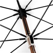 Parapluie canne et écologique - Ouverture manuelle - Large protection 102 cm - Gris avec poignée en bois - toile en tisus RPET (bouteilles en plastiqus recyclés)