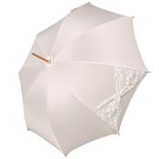 Parapluie de mariage crme - Noeud en dentelle blanche avec perles - Fabriqu  la main en Autriche