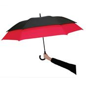 Parapluie long à monture innovante - Diamètre 128 cm - Résistant au vent - Noir et rouge