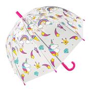 Parapluie cloche transparente enfant - Imprim licornes multicolores