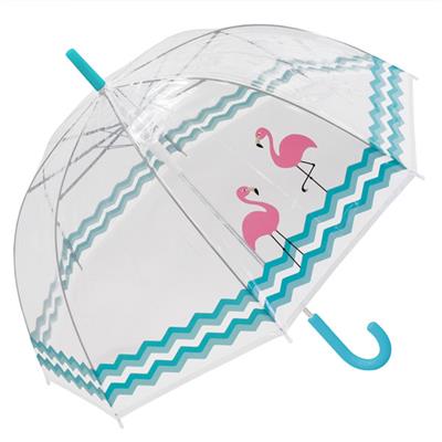 Parapluie cloche transparente femme - Flamants roses les pieds dans l'eau