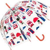 Parapluie enfant transparent -  Parapluie fille -  Poignée orange - Londres