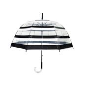 Parapluie cloche transparente automatique - Resistant au vent - Rayures noires et blanches