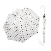Grand Parapluie automatique pour femme - Blanc à pois noirs
