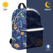 Sac à dos pour l'école avec poches avant - Bretelles réglables et souples - Avec détails réfléchissants pour plus de sécurité - Dinosaures