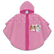 Poncho pour enfants de 3 à 6 ans - Bordure réfléchissante pour une visibilité nocturne - Rose - Chiots