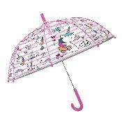 Parapluie transparent cloche pour enfant - Bordure réfléchissante pour une meilleure visibilité la nuit - Parapluie fille - Licorne