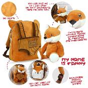 Sac à dos réversible Fanny Fox pour enfants - Peluche amovible - Bretelles réglables et souples - Mini sac de voyage mignon - Taille unique