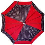 Parapluie pliant - Poignée en bois - Automatique - Fabrication française - Noir et Rouge