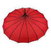 Parapluie long - Pagode - Large 90 cm - Poignée effet cuire - Rouge