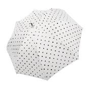 Grand Parapluie automatique pour femme - Blanc à pois noirs