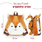 Sac à dos réversible Fanny Fox pour enfants - Peluche amovible - Bretelles réglables et souples - Mini sac de voyage mignon - Taille unique
