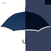 Parapluie long pour femme et homme - Ouverture automatique - Grande protection de 120 cm - Bleu avec bordure réfléchissante