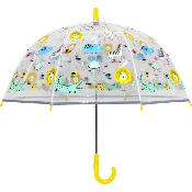 Parapluie enfant transparent - Parapluie fille et garçon - Poignée jaune - Animaux