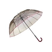 Grand parapluie droit - transparent teinté noir bordure violette
