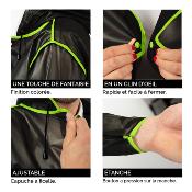 Imperméable - Bandes réfléchissantes au dos - Taille S (150-165CM) - Noir avec passepoil citron vert