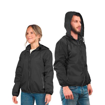 Coupe-vent à capuche pour homme et femme - Taille Large - Noir