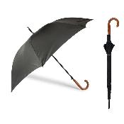 Grand parapluie automatique - Avec poignée courbée en bois -  noire