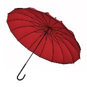 Parapluie long - Pagode - Large 90 cm - Poignée effet cuire - Rouge