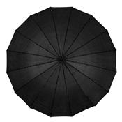 Parapluie de golf de luxe - 16 baleines - Résistant au vent - Mât et poignée en bois - Noir avec lignes - reduced