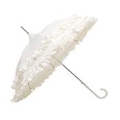 Parapluie long pour femme - Design Danois - Large 90 cm - crème avec des froufrous