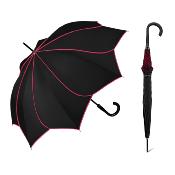 Parapluie droit pour femme PIERRE CARDIN - Ouverture automatique - Noir avec liseret rouge