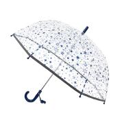 Parapluie cage à oiseaux transparent pour enfant - Résistant au vent - Détails réfléchissants pour plus de sécurité - Bleu Stars