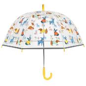 Parapluie transparent cloche pour enfant - Bordure réfléchissante pour une meilleure visibilité la nuit - Imprimé chien