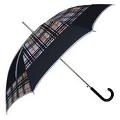 Parapluie AYRENS droit - Ouverture automatique - Fabrication française - Noir et imprimé écossais