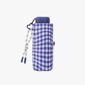 Mini parapluie pliable pour femme – Cinq volets – Protection UVP 50+ – Léger et compact – Avec pochette assortie et breloque en forme de cœur – Violette Vichy
