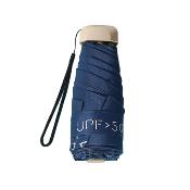 Mini parapluie pliant pour femme - Parapluie plat cinq plis - Ultra léger et compact - Protection UV - Bleu marine