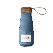 Mini parapluie pliant - Parapluie cinq volets - Protection UV - Léger et compact - Manche oblat en bois avec housse en tissu - Bleu mariage