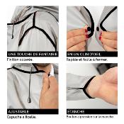 Imperméable - Bandes réfléchissantes au dos - Taille S (150-165CM) - Blanc semi-transparent avec passepoil noir