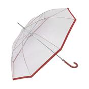 Parapluie droit - ouverture automatique - transparent bordure rouge