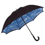 Parapluie droit - noir avec imprimé de nuage