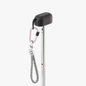 Mini parapluie pliant pour femme – Cinq volets – Léger et compact – Avec pochette et mousqueton assortis – Fleurs bleues