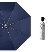 Parapluie pliant pour femme - Parapluie à trois volets - Revêtement Titanium Silver - Intérieur bleu