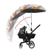 Parapluie poussette pour enfant - Avec poignée crochet facile à saisir - Poignée amovible et réglable - Intérieur noir - Chatte