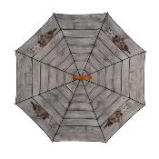 Grand parapluie automatique - Avec poignée courbée en bois - Coucou ! Chien et chat