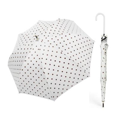 Grand Parapluie automatique pour femme - Blanc à pois noirs