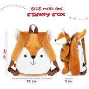 Sac à dos réversible Fanny Fox pour enfants - Peluche amovible - Bretelles réglables et souples - Mini sac de voyage mignon - Taille unique