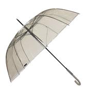 Grand parapluie droit - transparent teinté noir bordure grise