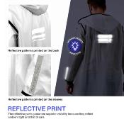 Imperméable - Bandes réfléchissantes au dos - Taille S (150-165CM) - Blanc semi-transparent avec passepoil noir