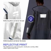Imperméable - Bandes réfléchissantes au dos - Taille S (150-165CM) - Blanc semi-transparent avec passepoil bleu