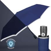 Parapluie reflective pour femme et Homme  - Ouverture automatique - Large protection 104 cm - Bleu avec bordure refléchissante