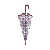 Parapluie transparent cloche - Système d'ouverture automatique - Bordure bourguignonne - Feuilles