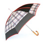 Parapluie droit - ouverture automatique - fabriqué en France - chocolat et imprimé anglais