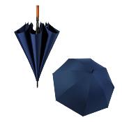 Grand parapluie golf - Resistant au vent - 120 cm de diamètre avec revêtement UV à l'intérieur - Manche en Bois - Bleu