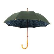 Grand parapluie pour femme - Canopée double couche - Mât en bois - Motifs triangulaires - Vert