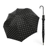 Grand Parapluie automatique pour femme - Noir à pois blancs